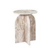 Nebula Round End Table in Genuine Marble Panther Beige finish / NEBULAETPB