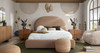 Fox Queen Bed in Camel Performance Velvet w/ Arch Headboard / FOXCAQUBED