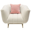 Venus Cream Fabric Chair w/ Contrasting Pillows & Gold Finished Metal Base / VENUSCHCM