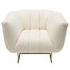 Venus Cream Fabric Chair w/ Contrasting Pillows & Gold Finished Metal Base / VENUSCHCM