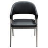 Adele Set of Two Dining/Accent Chairs in Black Leatherette w/ Brushed Stainless Steel Leg / ADELEDCBL2PK