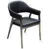 Adele Set of Two Dining/Accent Chairs in Black Leatherette w/ Brushed Stainless Steel Leg / ADELEDCBL2PK