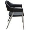 Adele Set of Two Dining/Accent Chairs in Black Leatherette w/ Brushed Stainless Steel Leg / ADELEDCBL2PK