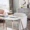 Lane Chair in Light Cream Fabric with Gold Metal Legs / LANECHCM