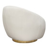 Celine Swivel Accent Chair in Light Cream Velvet w/ Brushed Gold Accent Band / CELINECHCM