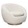 Celine Swivel Accent Chair in Light Cream Velvet w/ Brushed Gold Accent Band / CELINECHCM