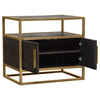 Empire 2-Door End Table in Dark Brown Veneer w/ Hand brushed Gold Metal Frame / EMPIREETGD