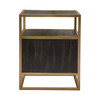 Empire 2-Door End Table in Dark Brown Veneer w/ Hand brushed Gold Metal Frame / EMPIREETGD