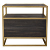 Empire 2-Door End Table in Dark Brown Veneer w/ Hand brushed Gold Metal Frame / EMPIREETGD