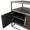Empire 2-Door End Table in Dark Brown Veneer w/ Hand brushed Silver Metal Frame / EMPIREETSL