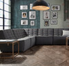 Marshall 5PC Corner Modular Sectional w/ Scooped Seat in Grey Fabric / MARSHALL5PCGR
