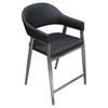 Adele Set of Two Counter Height Chairs in Black Leatherette w/ Brushed Stainless Steel Leg / ADELESTBL2PK