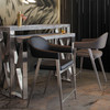 Adele Set of Two Counter Height Chairs in Grey Leatherette w/ Brushed Stainless Steel Leg / ADELESTGR2PK