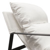 Miller Sling Accent Chair in White Linen Fabric w/ Black Powder Coated Metal Frame / MILLERCHWH