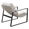 Miller Sling Accent Chair in White Linen Fabric w/ Black Powder Coated Metal Frame / MILLERCHWH