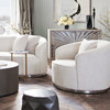 Raven Chair in Light Cream Fabric w/ Brushed Silver Accent Trim / RAVENCHCM