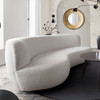 Simone Curved Sofa in White Faux Sheepskin Fabric / SIMONESOWH