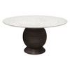 Ashe Round Dining Table w/ Genuine White Marble Top and Solid Acacia Wood Base in Espresso Finish / ASHEDTMA