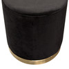Sorbet Round Accent Ottoman in Black Velvet w/ Gold Metal Band Accent / SORBET2OTBL