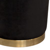 Sorbet Round Accent Ottoman in Black Velvet w/ Gold Metal Band Accent / SORBET2OTBL
