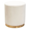 Sorbet Round Accent Ottoman in Cream Velvet w/ Gold Metal Band Accent / SORBET2OTCM