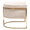 Pandora Accent Chair in Cream Velvet with Polished Gold Stainless Steel Frame / PANDORACHCM