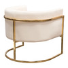 Pandora Accent Chair in Cream Velvet with Polished Gold Stainless Steel Frame / PANDORACHCM