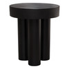 Rune 16" Round End/Accent Table w/ Solid Acacia Wood Top & Iron Leg Base in Black Finish / RUNEETBL