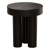 Rune 16" Round End/Accent Table w/ Solid Acacia Wood Top & Iron Leg Base in Black Finish / RUNEETBL