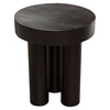 Rune 16" Round End/Accent Table w/ Solid Acacia Wood Top & Iron Leg Base in Black Finish / RUNEETBL
