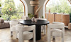 Rune 54" Round Dining Table w/ Solid Acacia Wood Top & Iron Pedestal Base in Black Finish / RUNEDTBL