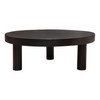 Rune 42" Round Cocktail Table w/ Solid Acacia Wood Top & Iron Leg Base in Black Finish / RUNECTBL