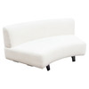 Vesper Curved Armless Sofa in Faux White Shearling w/ Black Wood Leg Base / VESPERASWH