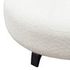 Vesper Round Ottoman in Faux White Shearling w/ Black Wood Leg Base  / VESPEROTWH