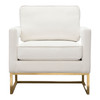Lake Accent Chair in White Performance Fabric w/ Brushed Gold Metal Base / LAKECHWH
