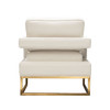 Lake Accent Chair in White Performance Fabric w/ Brushed Gold Metal Base / LAKECHWH