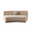 Zelda Curved Armless Sofa in Light Camel Performance Velvet w/ (1) Accent Pillow Ball / ZELDAASLCA