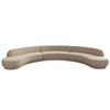 Zelda 3PC Modular Curved Armless Sofa & (2) Chaise in Light Camel Performance Velvet w/ (3) Accent Pillow Balls / ZELDA3PCLCASRCLCA