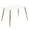 Chance White Lacquer Top Rectangular Dining Table w/ Brushed Gold Metal Legs / CHANCEDTWHGD