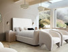 Eve Eastern King Bed in Elite Ivory Fabric w/ Contoured Headboard & Footboard / EVEIVEKBED