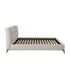 Leandro Low Profile Eastern King Bed in Clarkson Sand Fabric w/ Black Metal Leg / LEANDROSDEKBED