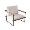 Liam Accent Chair in Cream Fabric w/ Metal Frame & Wood Arm / LIAMCHCM
