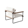 Liam Accent Chair in Cream Fabric w/ Metal Frame & Wood Arm / LIAMCHCM