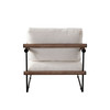 Liam Accent Chair in Cream Fabric w/ Metal Frame & Wood Arm / LIAMCHCM