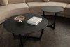 Onyx Round End Table w/ Black Ceramic Glass Top & Black Metal Leg / ONYXETBL