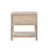 Sadler 1-Drawer Solid Mango Wood Accent Table in Natural Finish w/ Cane Door Fronts  / SADLERETNA
