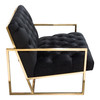 Luxe Accent Chair in Black Tufted Velvet Fabric with Polished Gold Stainless Steel Frame / LUXECHBL