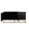 Encore Solid Mango Wood 3-Door Sideboard in Grey Oak Finish w/ Gold Metal Handle & Base / ENCORESBGO