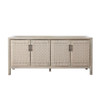 Palm Solid Mango Wood 4-Door Sideboard in Natural Finish w/ Woven Rope Door Fronts / PALMSBNA