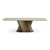 Kiefer - Modern Faux Travertine Ceramic + Bronze Dining Table / VGVC-T25968